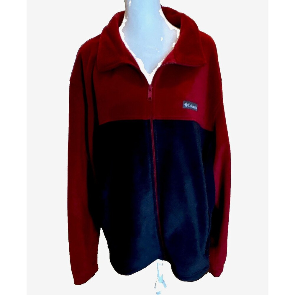 Columbia Men's XL Red/Black Colorblock Full Zip Jacket w/ Zipped Pockets